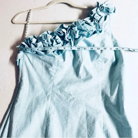 Lilly Pulitzer Vivienne One-Shoulder Light Blue Floral Appliqué Dress - Picture 7 of 10